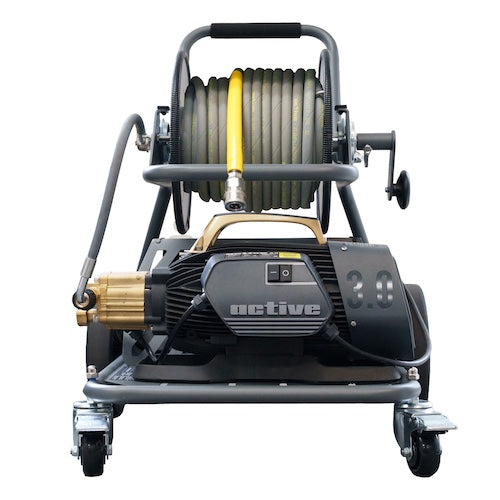Active 3.0 electric pressure washer kit on mobile hose reel cart