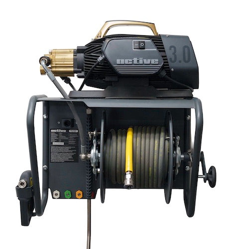 Active 3.0 electric pressure washer kit on hose reel wall mount