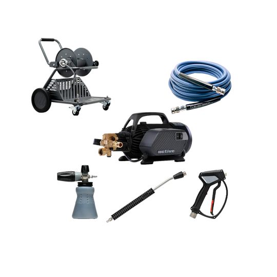 Electric Pressure Washer Kit for Car Detailing (1500 PSI, 2.3 GPM) – Active 2.3 Pressure Washer Complete Wash Cart Kit With MTM Accessories