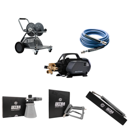 Electric Pressure Washer Kit for Car Detailing (1500 PSI, 2.3 GPM) – Active 2.3 Pressure Washer Complete Wash Cart Kit With Rag Company Accessories