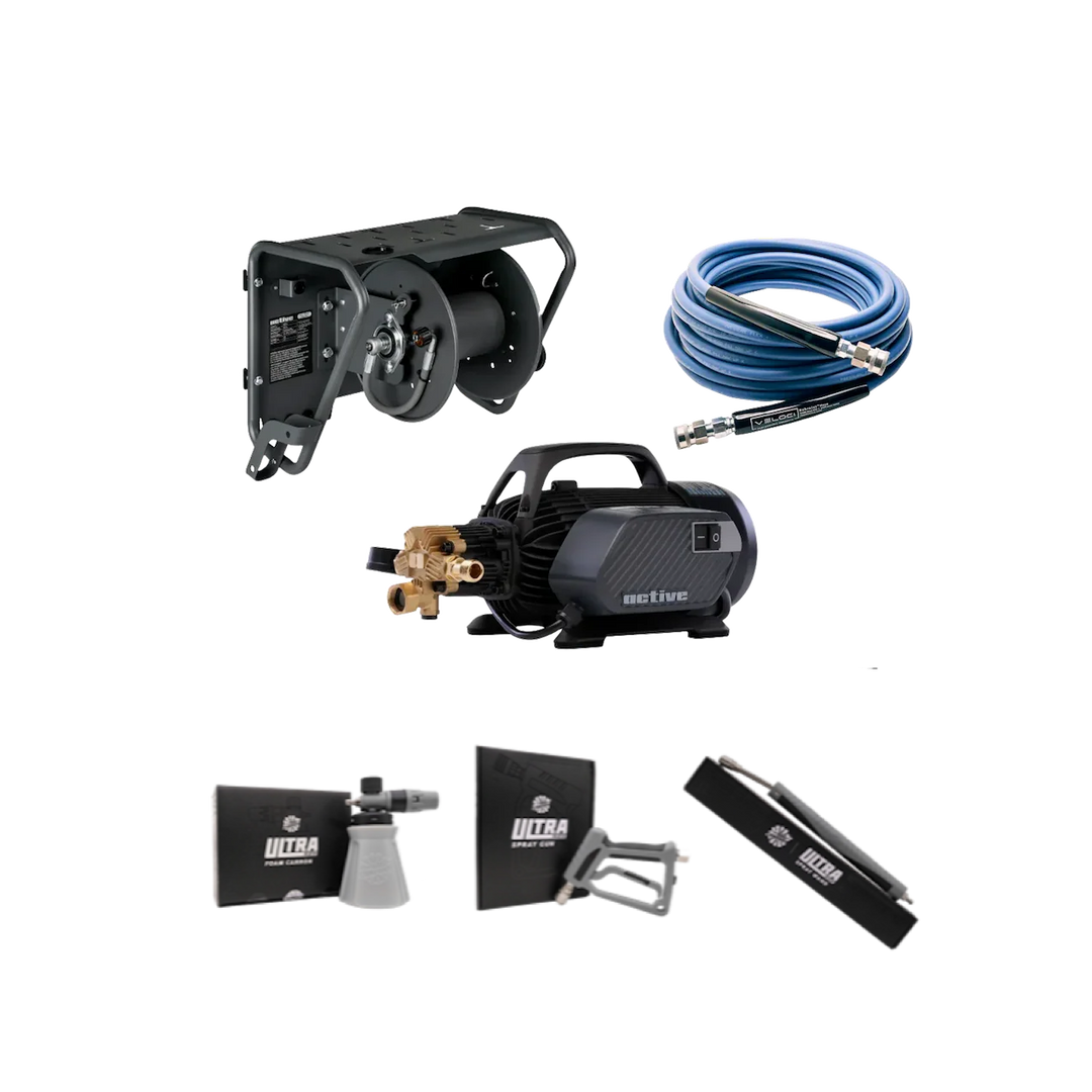 Electric Pressure Washer Kit for Car Detailing (1500 PSI, 2.3 GPM) –  Active 2.3 Pressure Washer Complete Wall Mount Kit With Rag Company Accessories