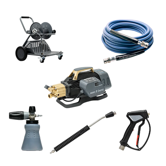 Electric Pressure Washer Kit for Car Detailing (1000 PSI, 3.0 GPM) – Active 3.0 Pressure Washer Complete Wash Cart Kit With MTM Accessories
