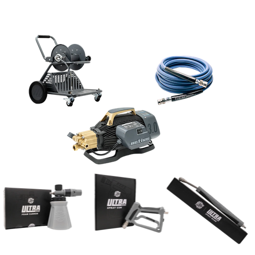 Electric Pressure Washer Kit for Car Detailing (1000 PSI, 3.0 GPM) –  Active 3.0 Pressure Washer Complete Wash Cart Kit With Rag Company Accessories