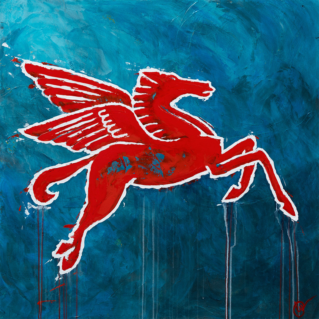 Flying Pegasus - 30 x 30 Canvas Giclee